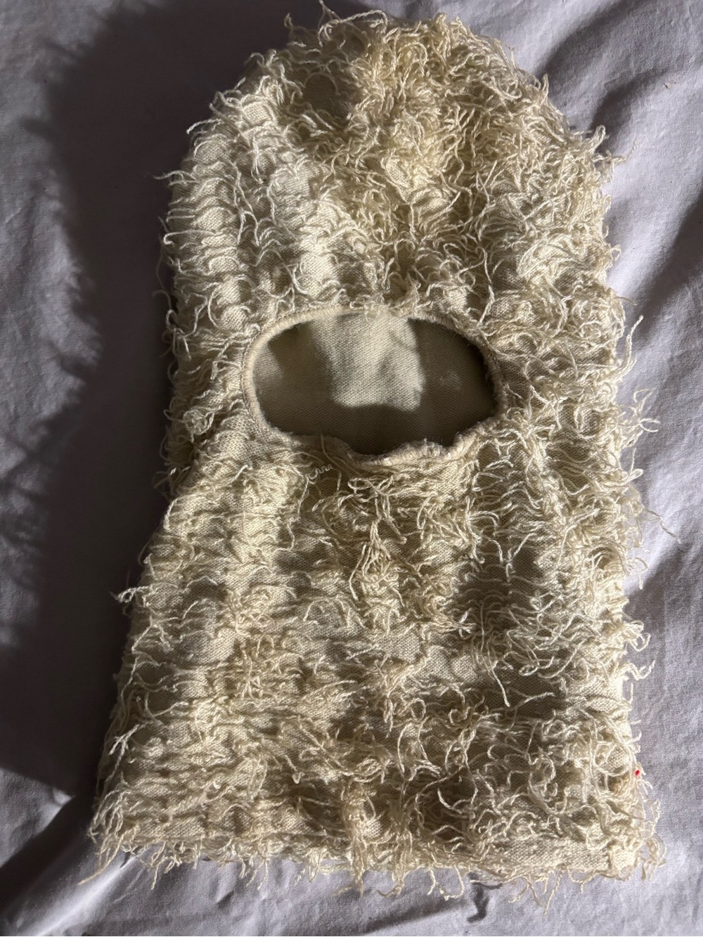 Cream Shag Knit Balaclava Sweater Hood